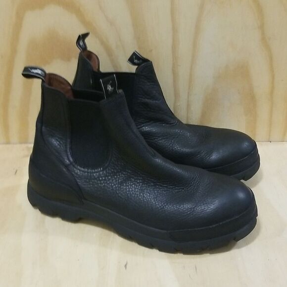 Polo Ralph Lauren Black Leather Oslo Chelsea Boots New without box 12 - Picture 1 of 10